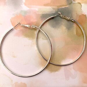 BIG Silver Hoop Earrings